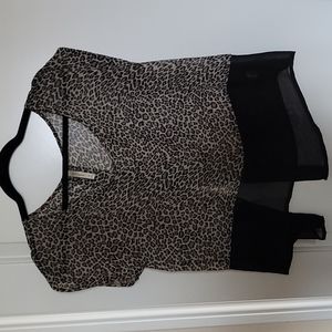 Black leopard print sheer blouse